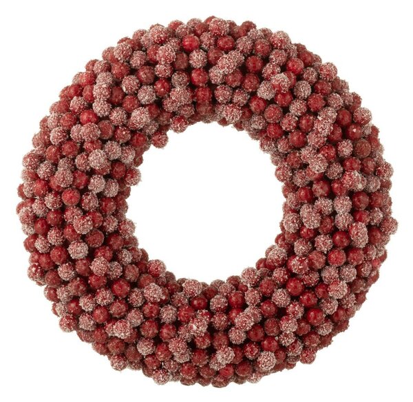 Dekoratívny veniec z červených bobúľ Berries - 35*6*35cm - J-Line by Jolipa
