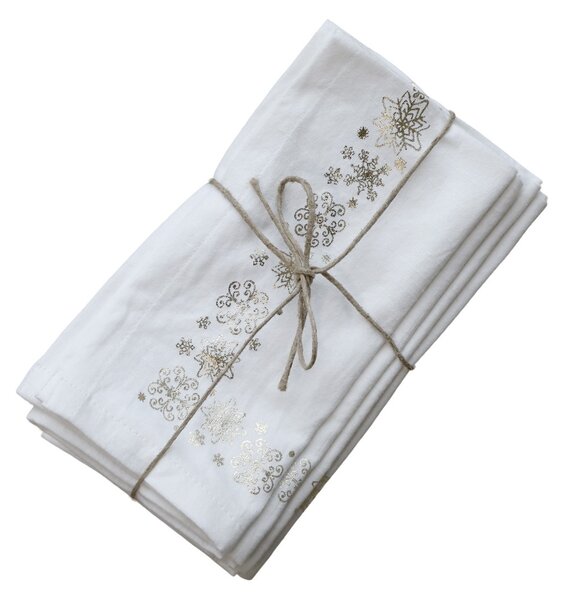 4ks krémové bavlnené obrúsky so zlatými vločkami - 40*40cm - Chic Antique