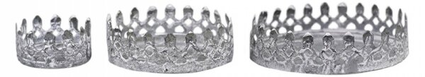 Set 3ks zinkový antik kovový svietnik Lace Crown - Ø 4,5*2,5 / Ø 8*3/ Ø 10*3cm - Chic Antique