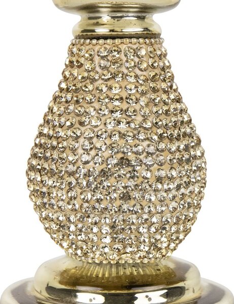 Zlatý sklenený svietnik s kamienkami Rhinestone gold M - 16 cm - Mars & More
