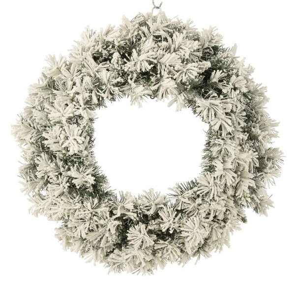 Zasnežený zelený vianočný veniec s ľad svetielkami Snowy green L - Ø 63*13 cm - J-Line by Jolipa
