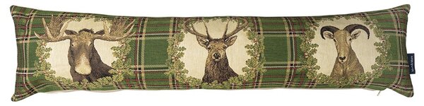 Béžovo-zelený gobelinový dlhý vankúš s jeleňom Deer - 90*15*20cm - Mars & More