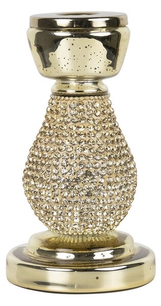 Zlatý sklenený svietnik s kamienkami Rhinestone gold M - 16 cm - Mars & More