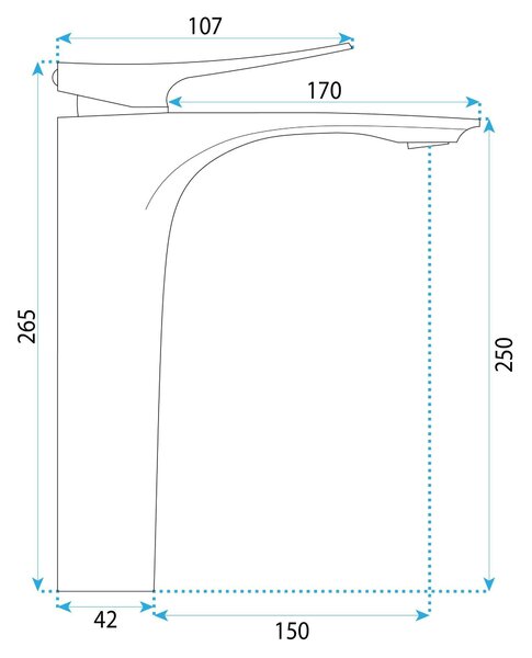 Rea Vision Premium, vysoká umývadlová batéria h-265, chrómová, REA-B6344