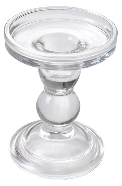 Sklenený transparentný svietnik na úzku aj širokú sviečku - Ø 9*11 cm - Clayre & Eef