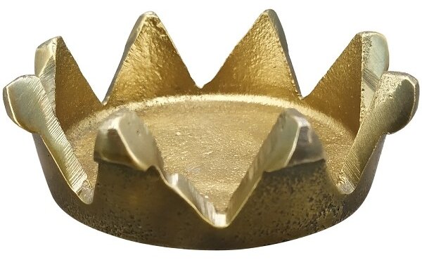 Mosadzný antik kovový svietnik v tvare koruny Crown - Ø 8,5*3cm - Exner