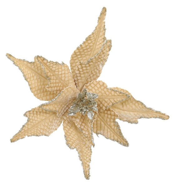 Jantárová vianočná ozdoba kvetina hviezda na klipe - 25*6 cm - Chic Antique