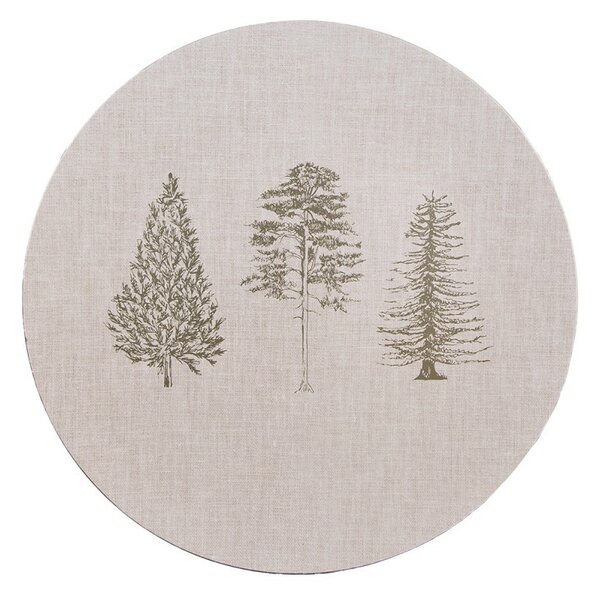 Béžový servírovací tanier so stromčekmi Natural Pine Trees - Ø 33*1 cm - Clayre & Eef