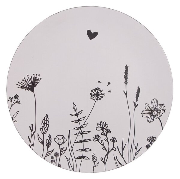 Béžový servírovací tanier s lúčnymi kvetmi Flora And Fauna - Ø 33*1 cm - Clayre & Eef