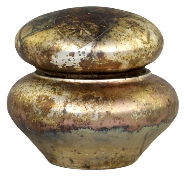 Strieborno-medená antik sklenená dóza s voňajúcou sviečkou - Ø 9*9 cm / 9h - Chic Antique
