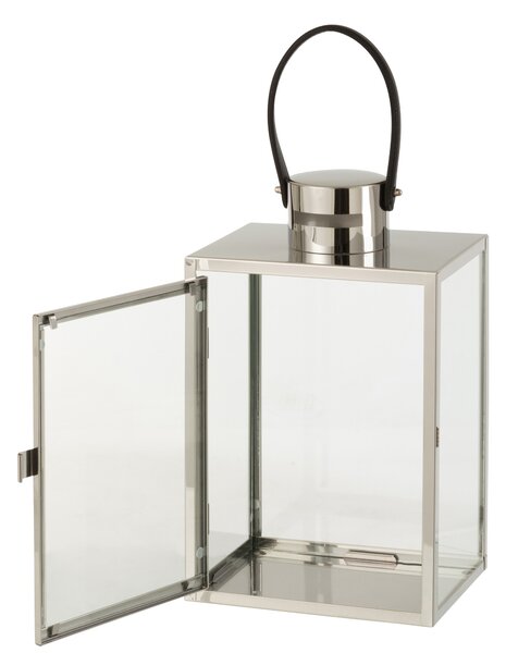 Strieborný kovový lampáš Recin - 21*15*43cm - J-Line by Jolipa