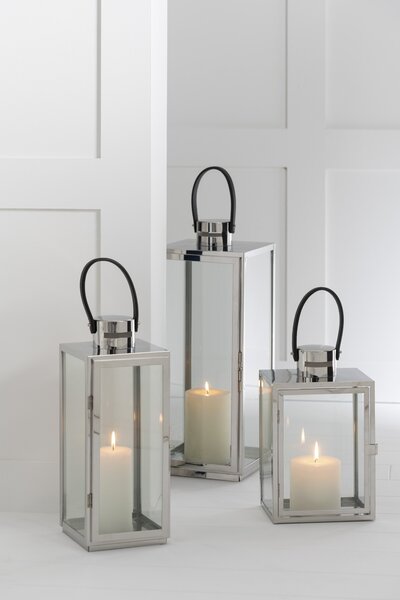 Strieborný kovový lampáš Recin - 21*15*43cm - J-Line by Jolipa