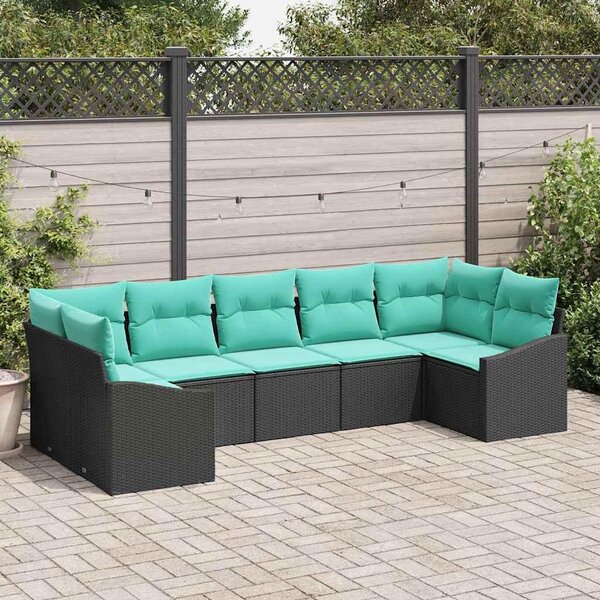 Maison Exclusive – Sedacia súprava, 7 kusov, čierna [syntetický materiál]: Polyratan