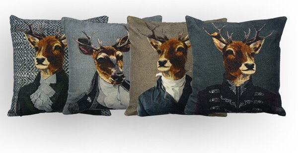 Šedý zamatový vankúš s jeleňom Fleury Deer - 50*50*15cm - Mars & More