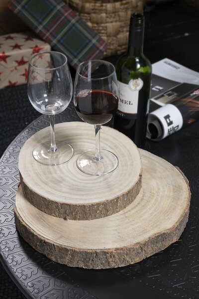 Prírodná hnedá drevená podložka/ plát stromu Paulownia S - Ø 25*3 cm - J-Line by Jolipa