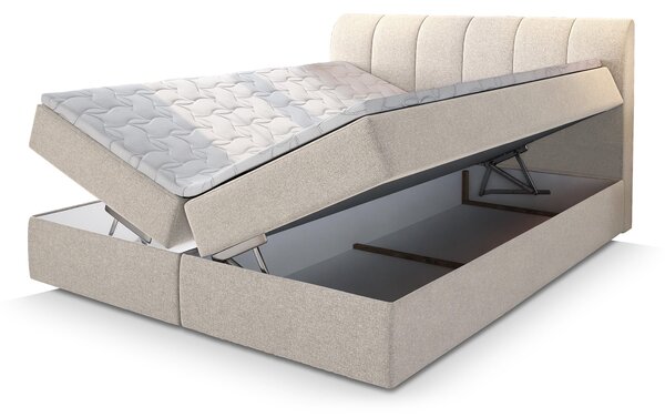 Čalúnená boxspring manželská posteľ Cevano 160x200 - krémová