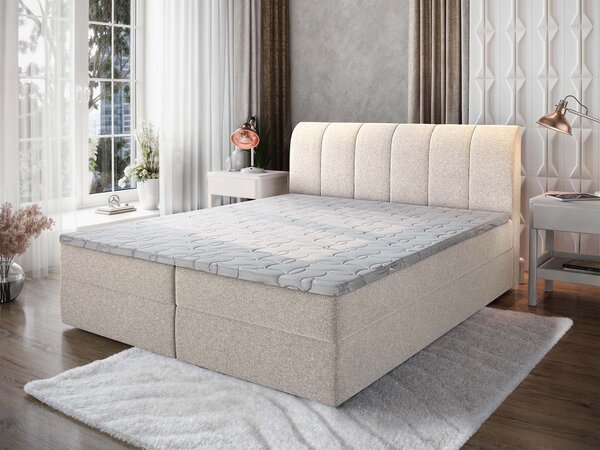 Čalúnená boxspring manželská posteľ Cevano 160x200 - krémová