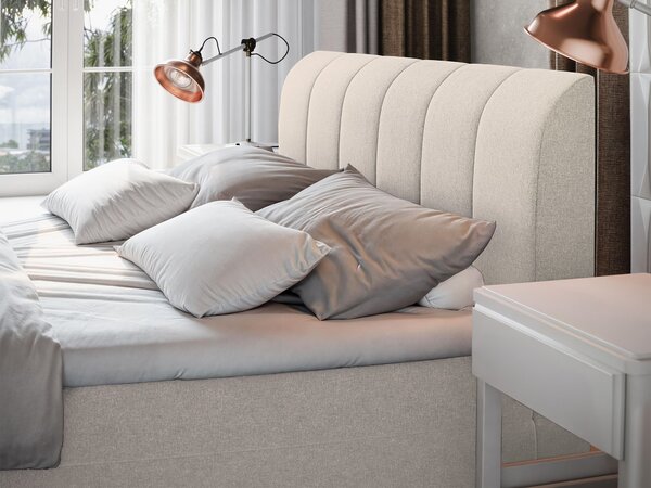Čalúnená boxspring manželská posteľ Cevano 160x200 - krémová