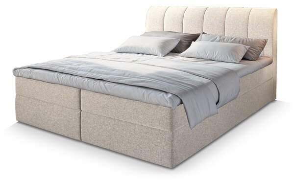 Čalúnená boxspring manželská posteľ Cevano 160x200 - krémová