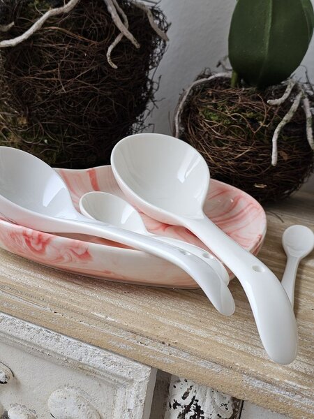 Prírodne biela porcelánová lyžička Lilli - 15*4*2 cm - Clayre & Eef