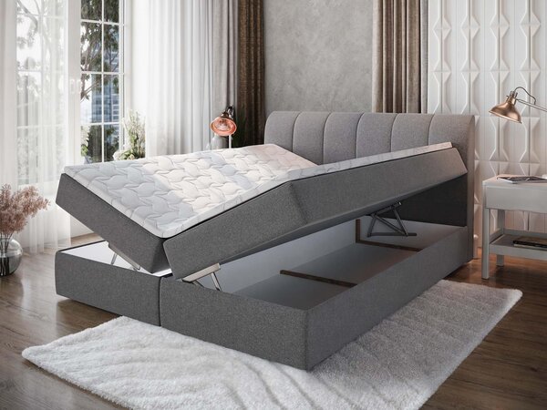 Čalúnená boxspring manželská posteľ Cevano 160x200 - sivá
