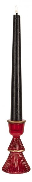 Červený sklenený svietnik v tvare stromčeka na úzku sviečku - Ø 6*10 cm - Clayre & Eef