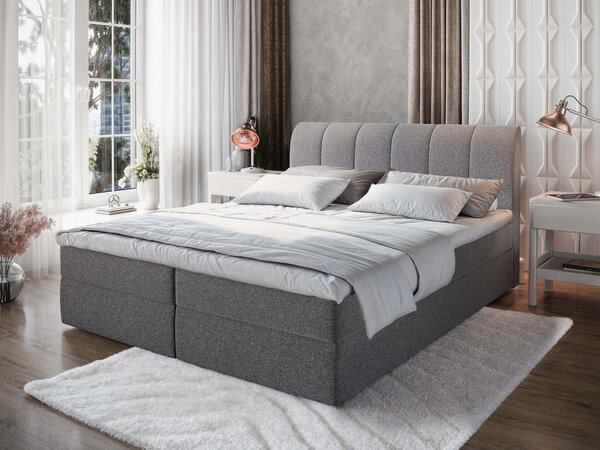 Čalúnená boxspring manželská posteľ Cevano 160x200 - sivá