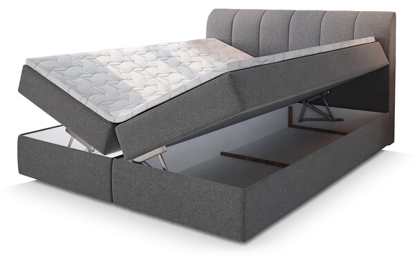 Čalúnená boxspring manželská posteľ Cevano 160x200 - sivá