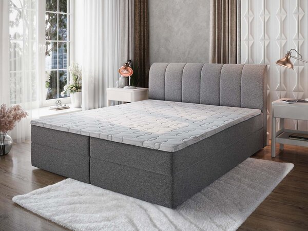 Čalúnená boxspring manželská posteľ Cevano 160x200 - sivá