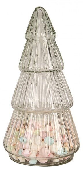 Transparentná sklenená dóza v tvare stromčeka - Ø 11*21 cm - Clayre & Eef