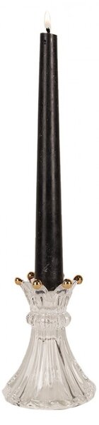 Sklenený svietnik na nohe v tvare korunky - Ø 16*17 cm - Clayre & Eef