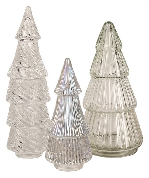 Transparentná sklenená dóza v tvare stromčeka - Ø 11*21 cm - Clayre & Eef