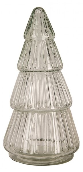Transparentná sklenená dóza v tvare stromčeka - Ø 11*21 cm - Clayre & Eef