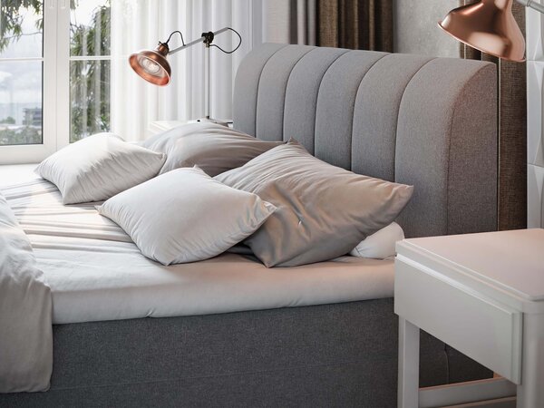 Čalúnená boxspring manželská posteľ Cevano 160x200 - sivá