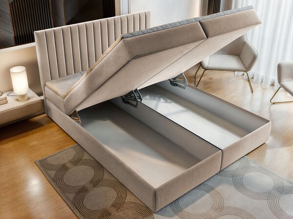 Manželská boxspring posteľ s úložným priestorom Murlo 140x200 - béžová