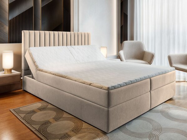 Manželská boxspring posteľ s úložným priestorom Murlo 140x200 - béžová