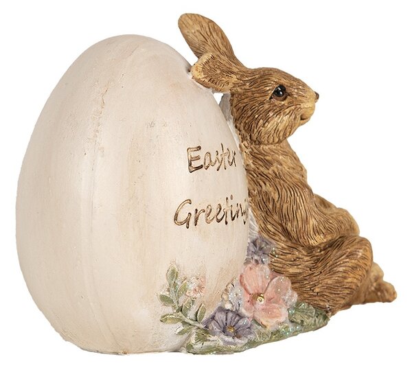 Dekorácia socha králik s vajíčkom Easter Greetings - 12*7*9 cm - Clayre & Eef