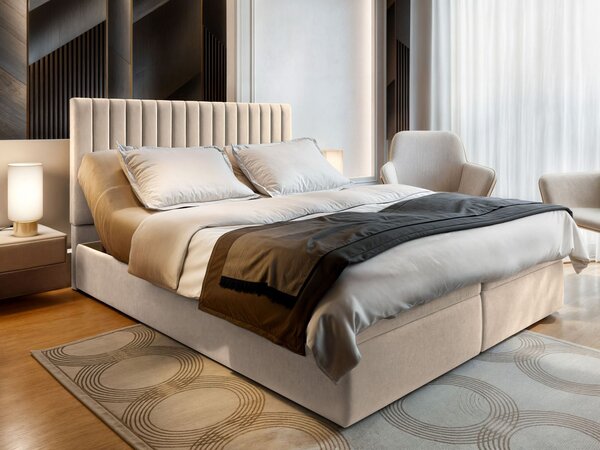Manželská boxspring posteľ s úložným priestorom Murlo 140x200 - béžová