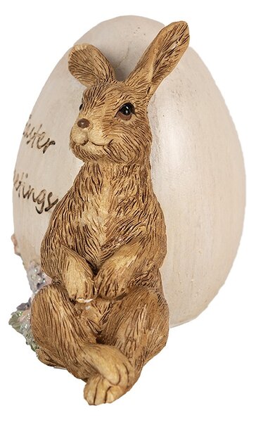 Dekorácia socha králik s vajíčkom Easter Greetings - 12*7*9 cm - Clayre & Eef