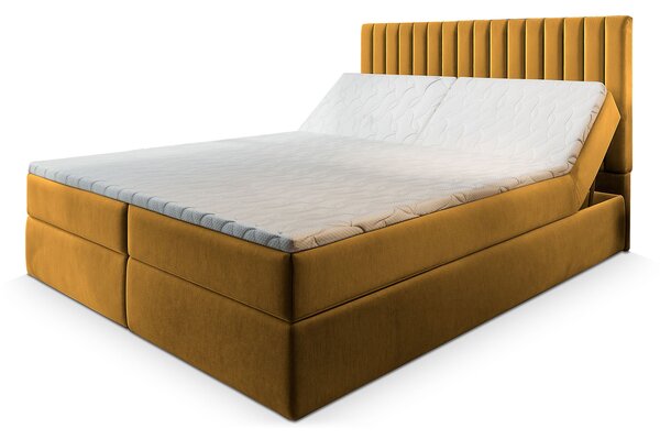 Manželská boxspring posteľ s úložným priestorom Murlo 180x200 - horčicová