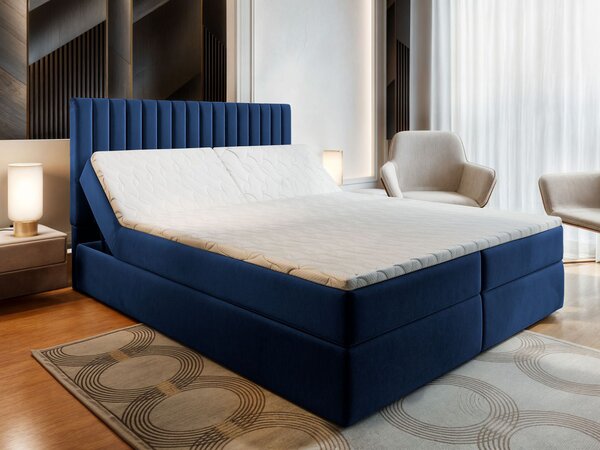 Manželská boxspring posteľ s úložným priestorom Murlo 160x200 - kráľovská modrá