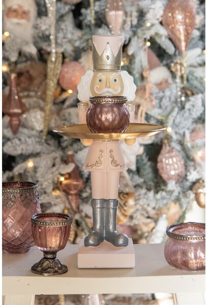 Ružový sklenený svietnik na čajovú sviečku - Ø 7*6 cm - Clayre & Eef