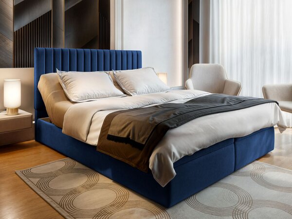 Manželská boxspring posteľ s úložným priestorom Murlo 160x200 - kráľovská modrá