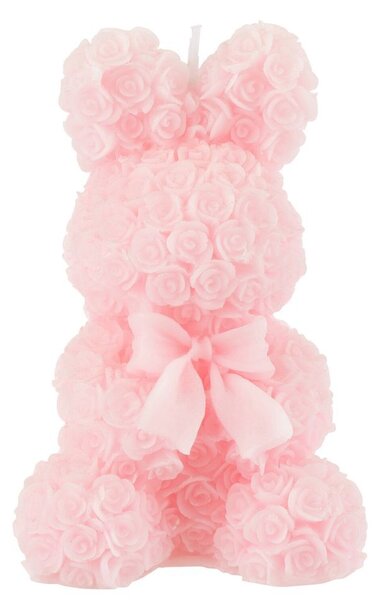 Biela ružičková sviečka v tvare zajačika Rabbi Rose - 7*7*12 cm - J-Line by Jolipa