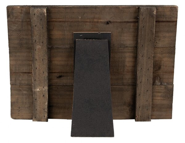Hnedý antik drevený fotorámik s klipom Clipp - 32*3*25 cm / 15*18 cm - Clayre & Eef