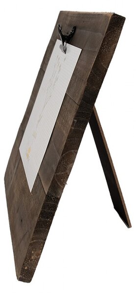 Hnedý antik drevený fotorámik s klipom Clipp - 32*3*25 cm / 15*18 cm - Clayre & Eef
