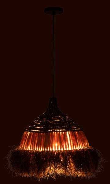 Závesné čiernopřírodní ratanové svetlo Raffia S - Ø 36*40 cm/ E27 - J-Line by Jolipa