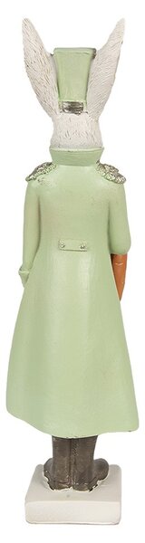 Dekorácia zajac v zelenej uniforme - 7*6*23 cm - Clayre & Eef