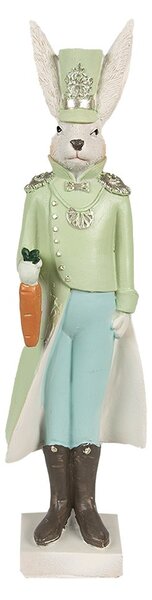 Dekorácia zajac v zelenej uniforme - 7*6*23 cm - Clayre & Eef