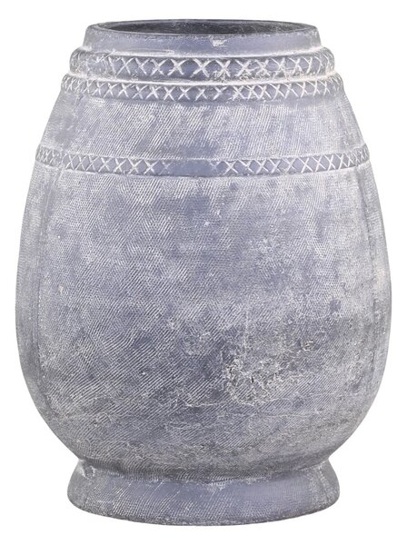 Šedá antik cementová váza so vzorom Cholet L - Ø 25*32 cm - Chic Antique